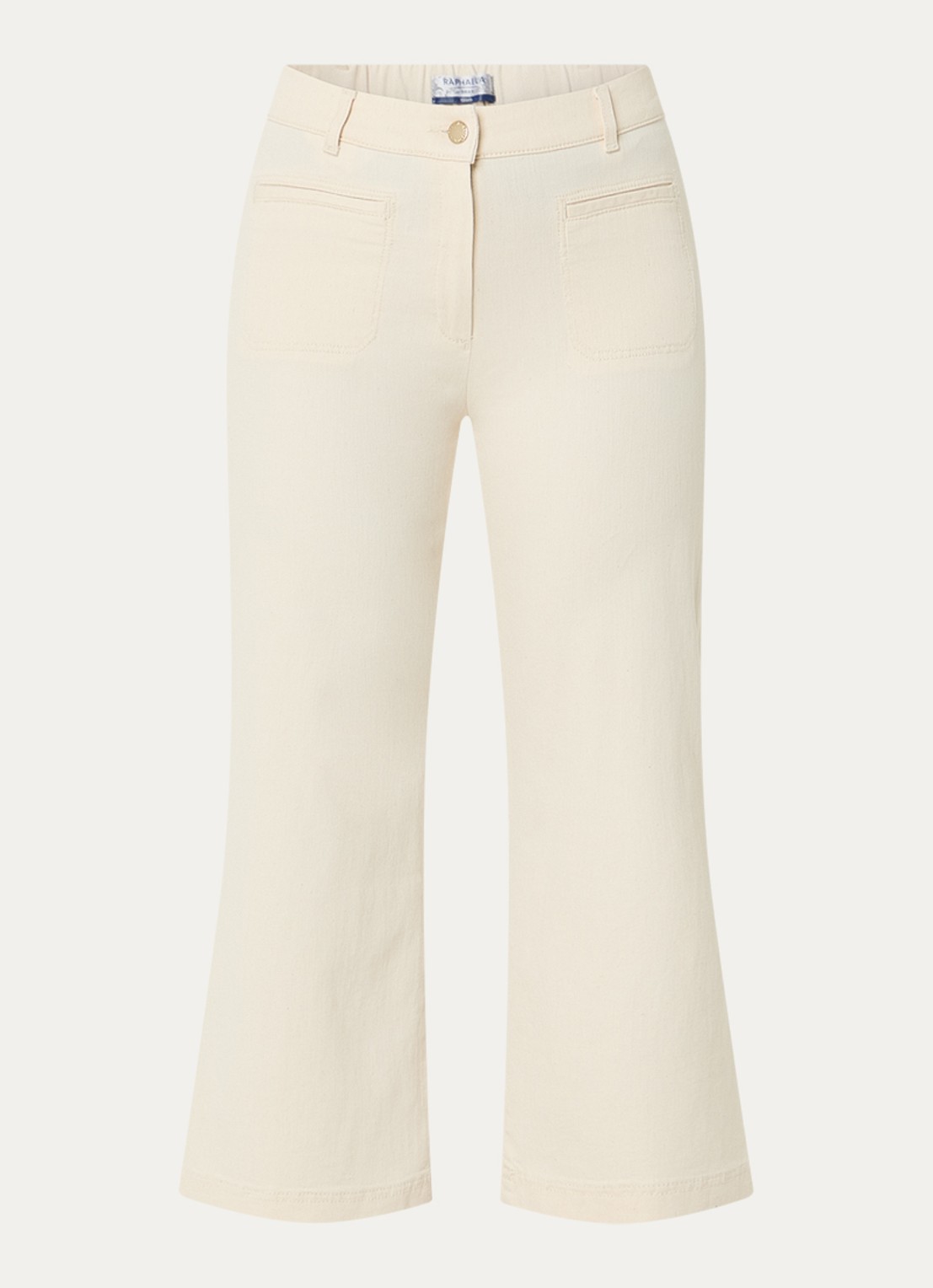 BRAX Peggy mid waist straight fit cropped broek van chambray - voorkant 2 creme
