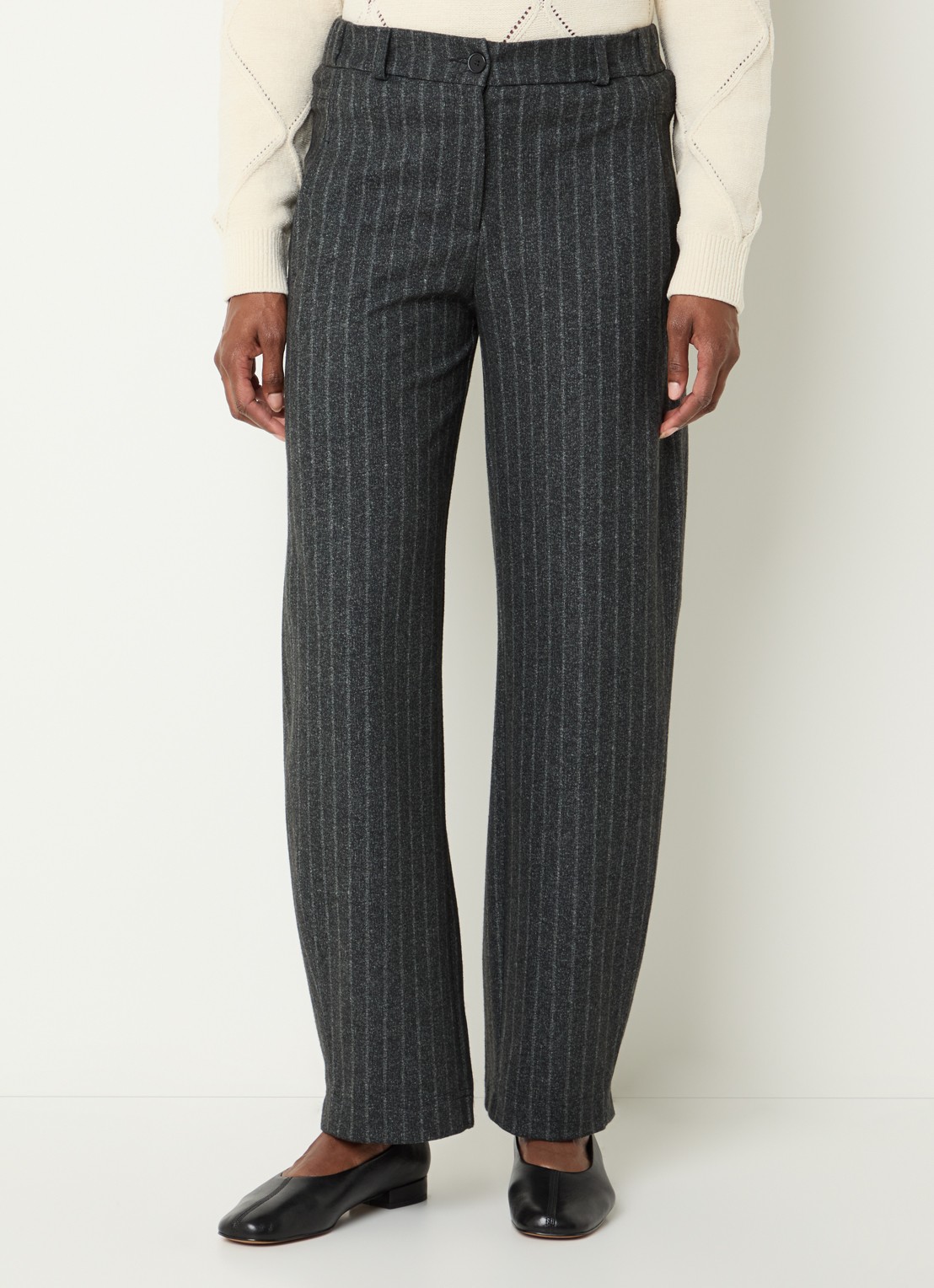 BRAX Peggy O high waist tapered fit pantalon met streepprint - detail antraciet