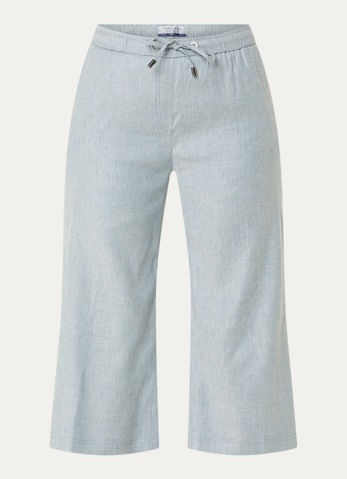 BRAX Philippa mid waist wide fit cropped broek in linnenblend - voorkant 3 blauwgrijs