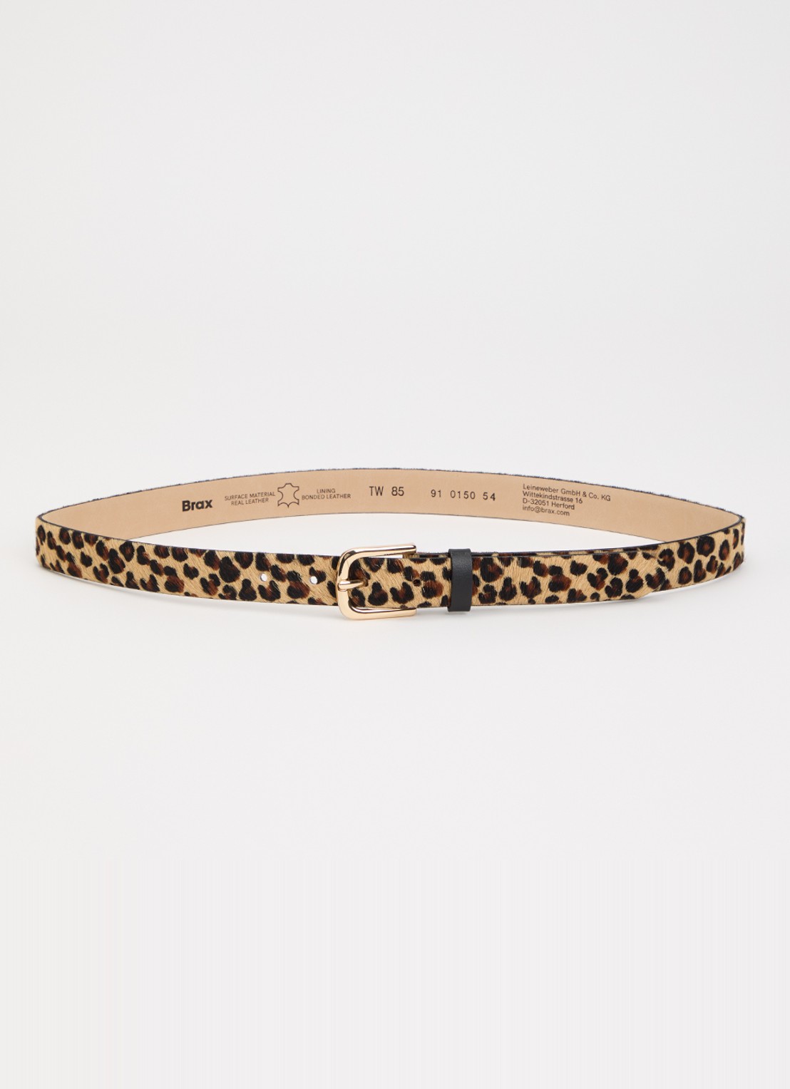 BRAX Riem van leer met panterprint - voorkant 2 beige