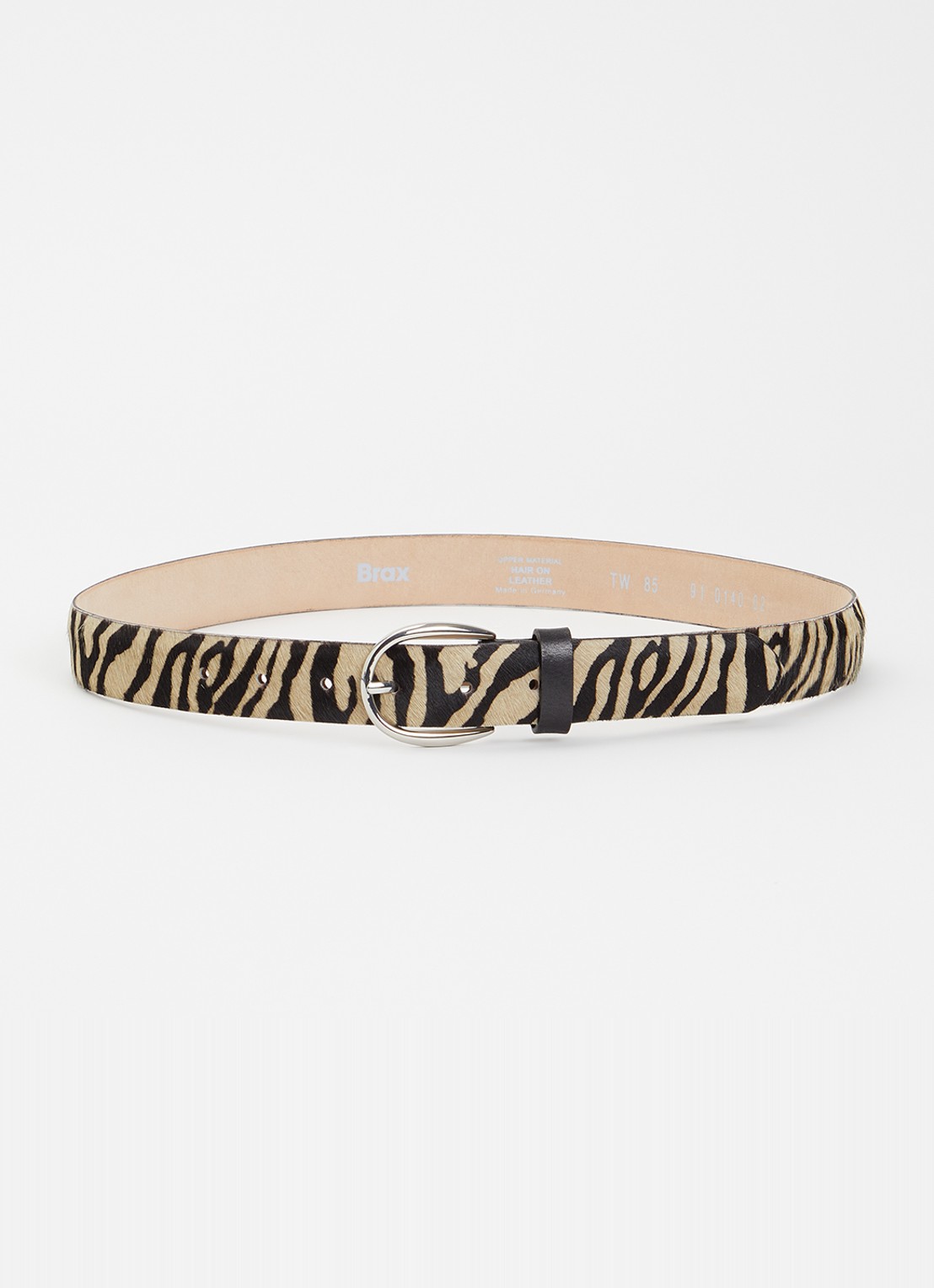 BRAX Riem van leer met ponyhair - voorkant 2 zwart