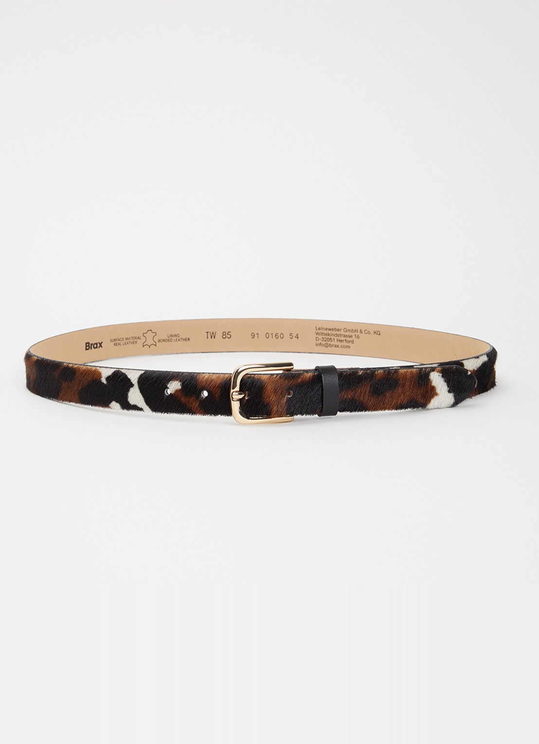 BRAX Riem van leer met ponyhair - voorkant zwart