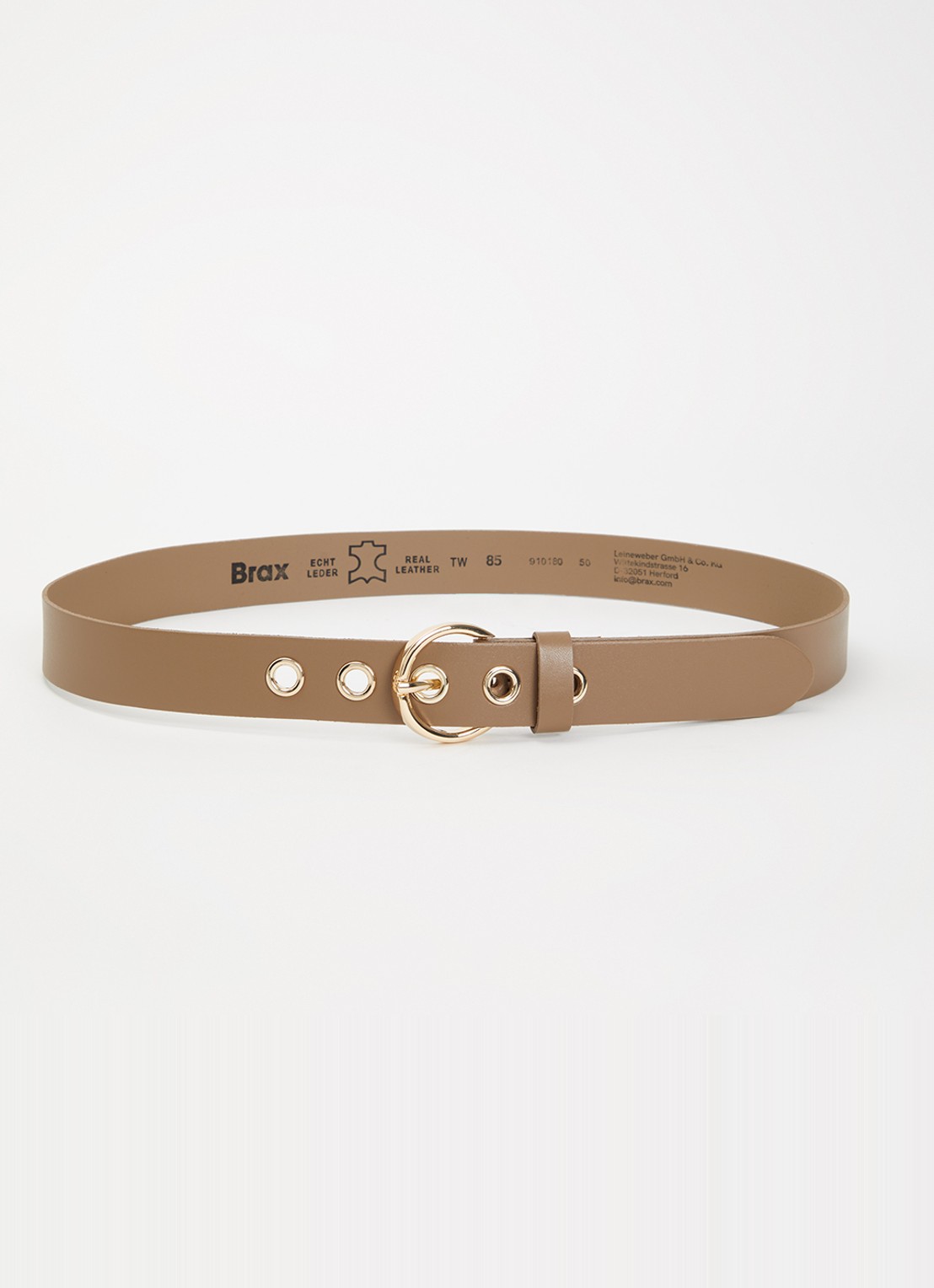 BRAX Riem van leer - voorkant donkerbeige