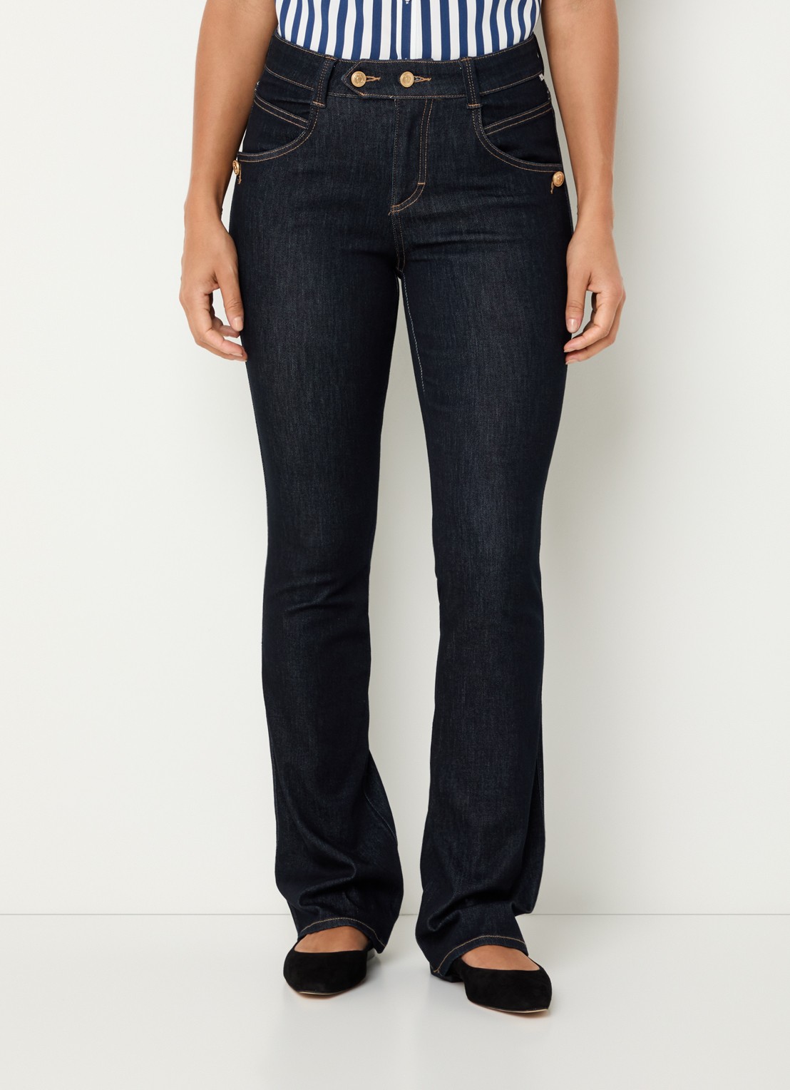BRAX Shakira high waist bootcut jeans met donkere wassing - detail 2 indigo