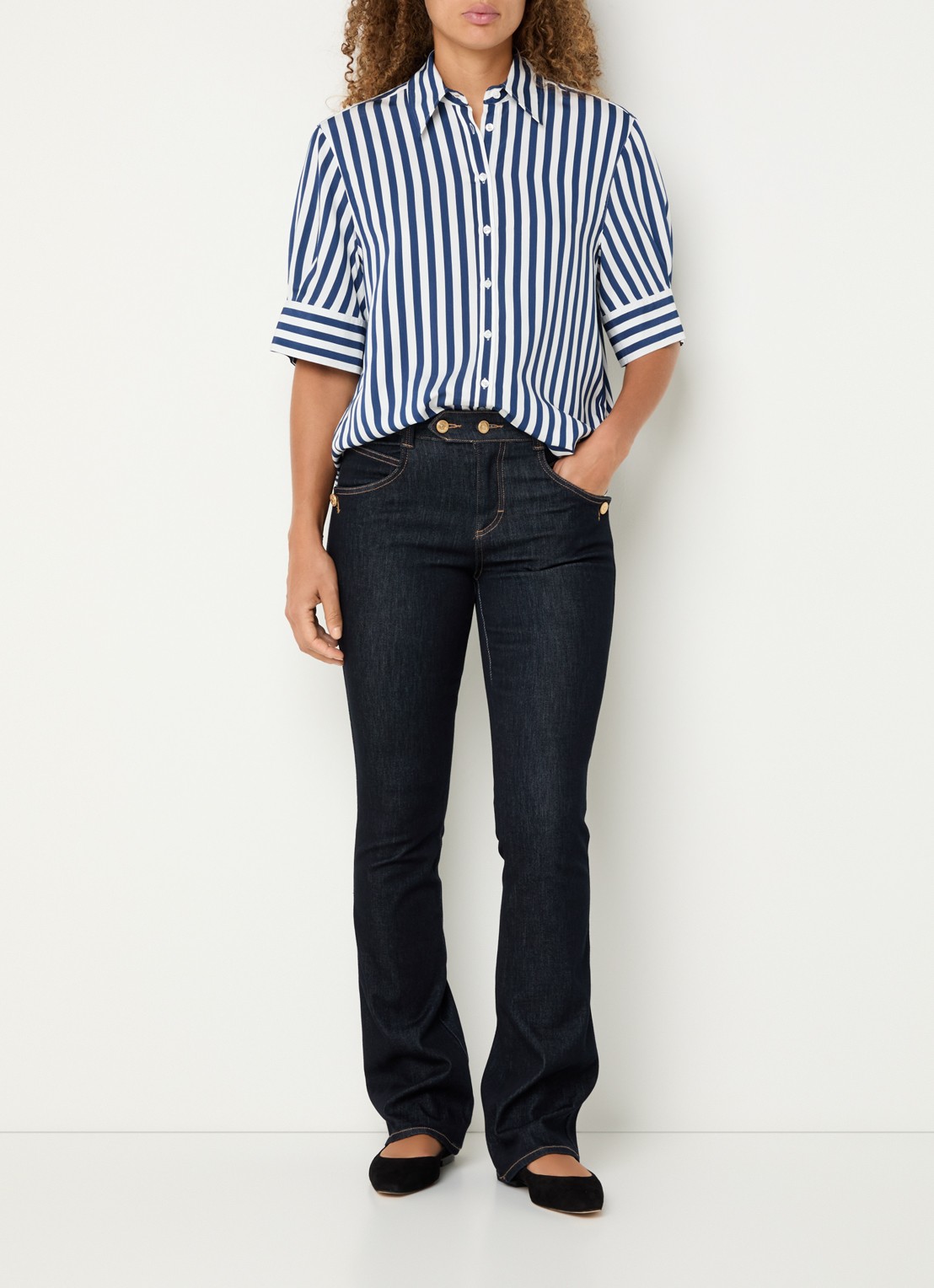 BRAX Shakira high waist bootcut jeans met donkere wassing - voorkant 4 indigo