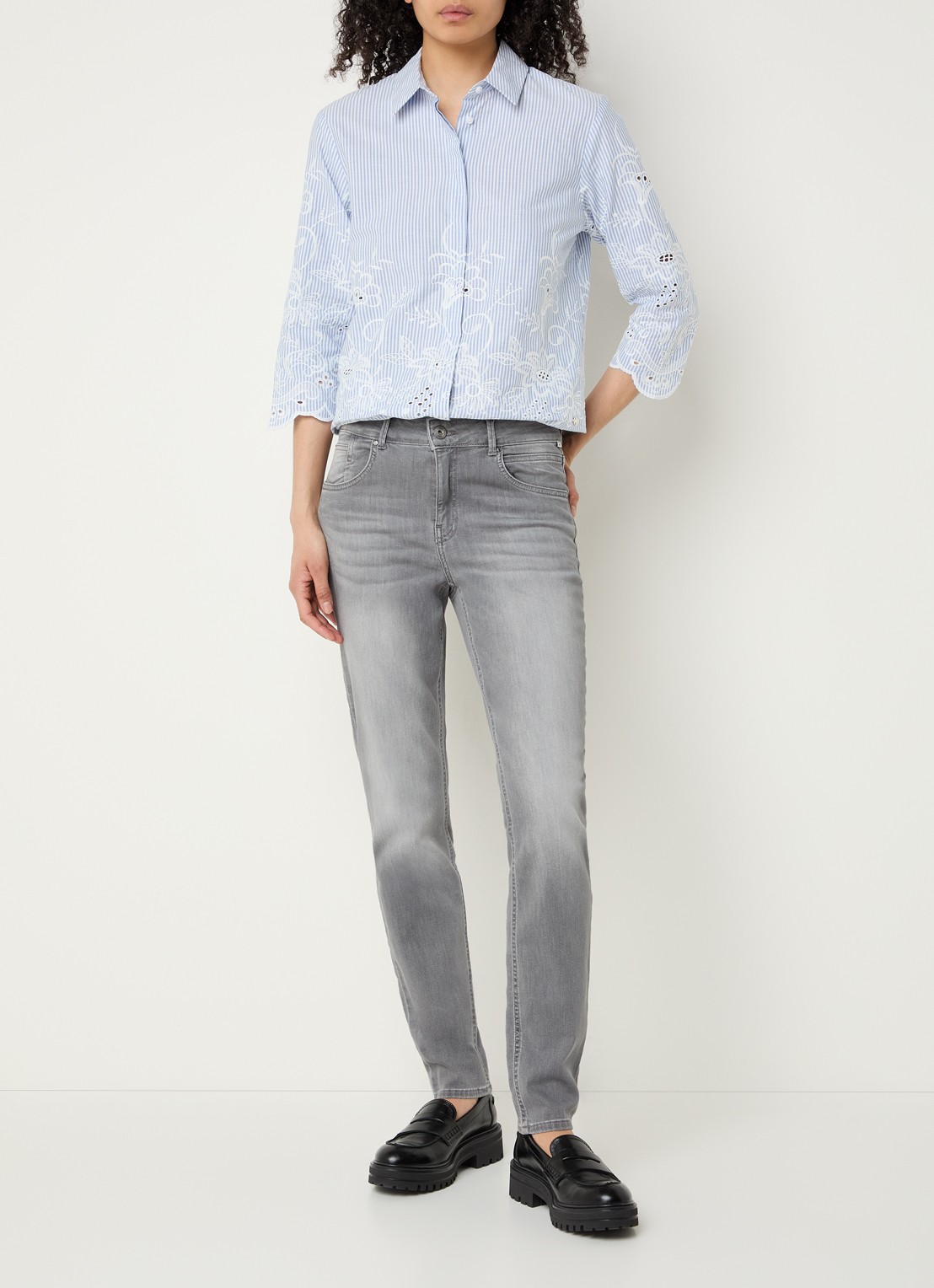 BRAX Shakira high waist skinny fit jeans met steekzakken - voorkant 3 grijs