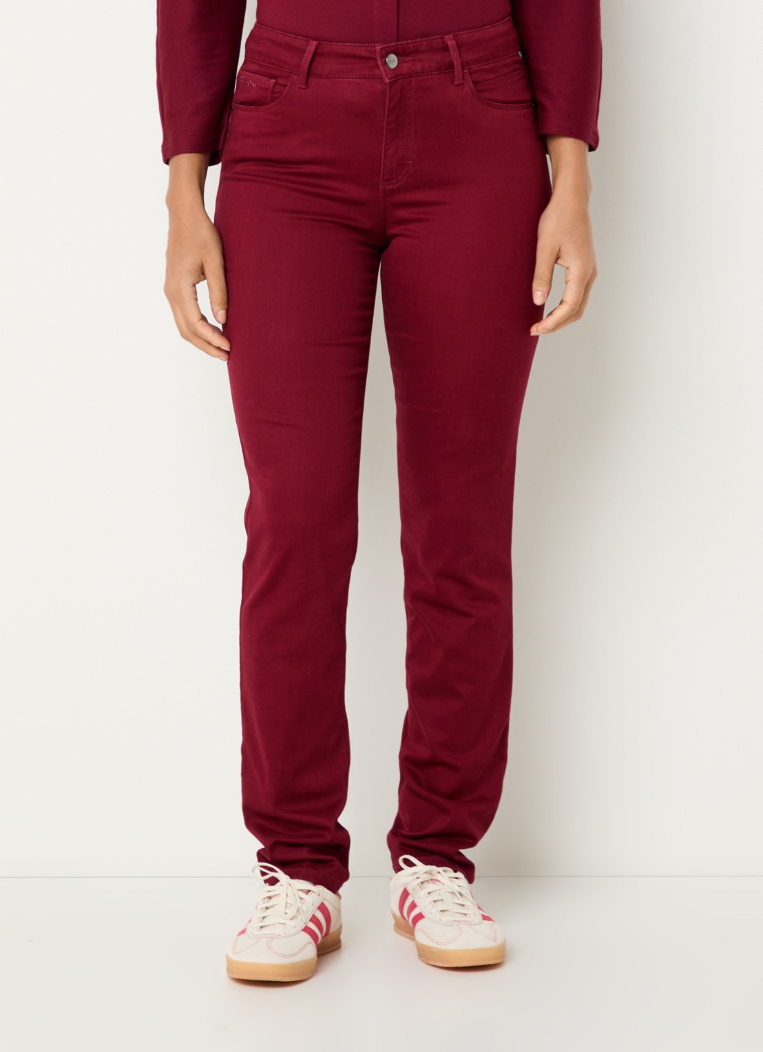 BRAX Shakira high waist slim fit pantalon  - detail 4 donkerrood
