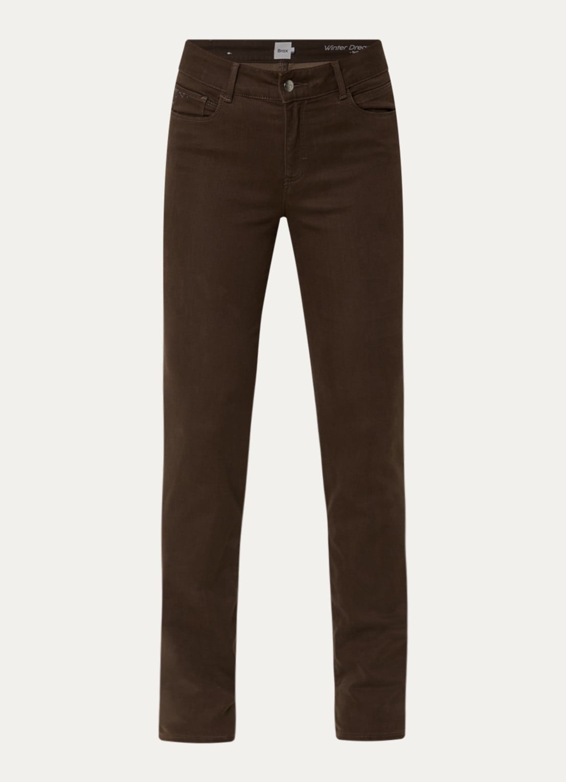 BRAX Shakira high waist slim fit pantalon  - voorkant donkerbruin