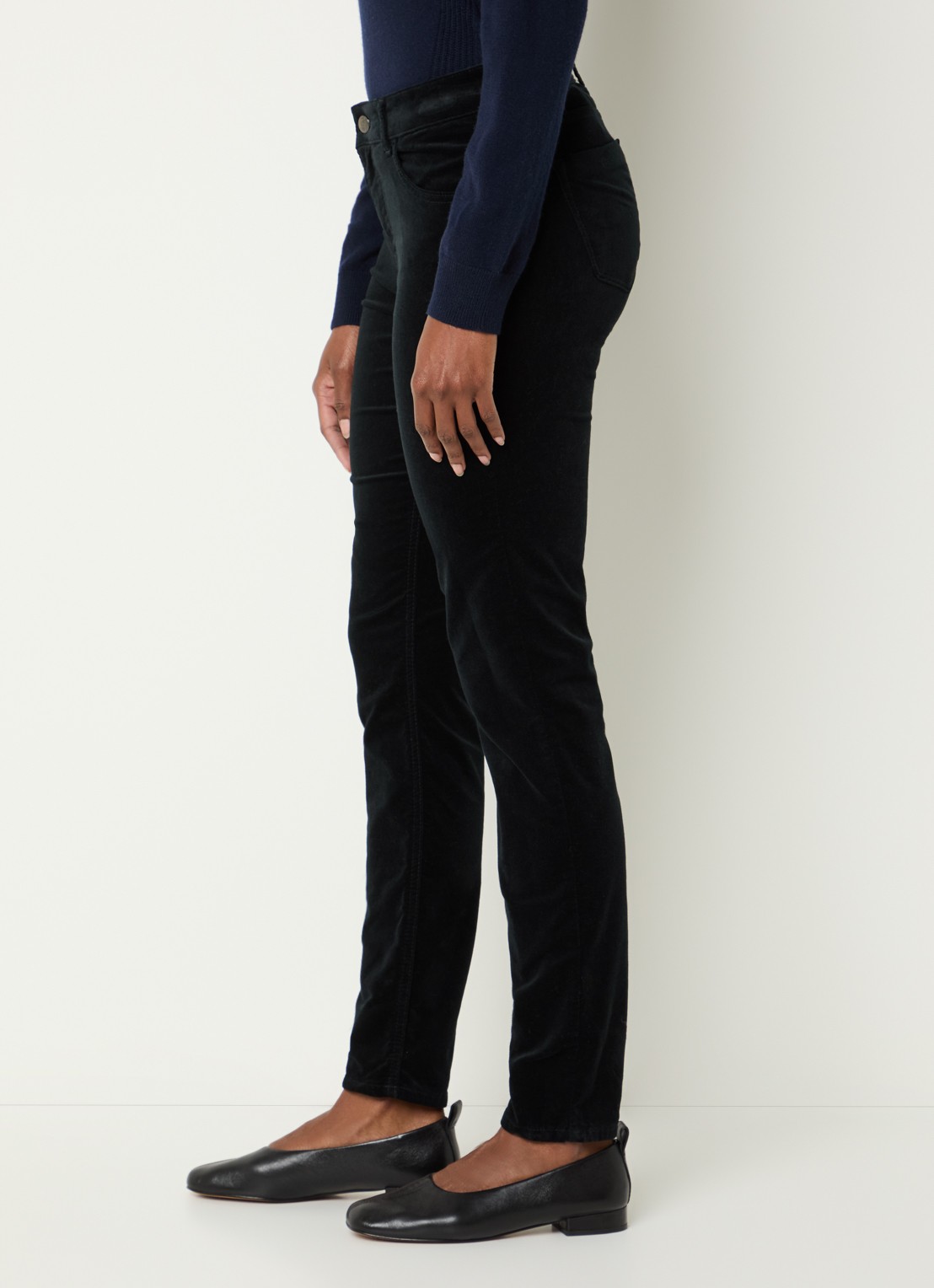 BRAX Shakira mid waist skinny fit broek van fluweel - detail 2 zwart