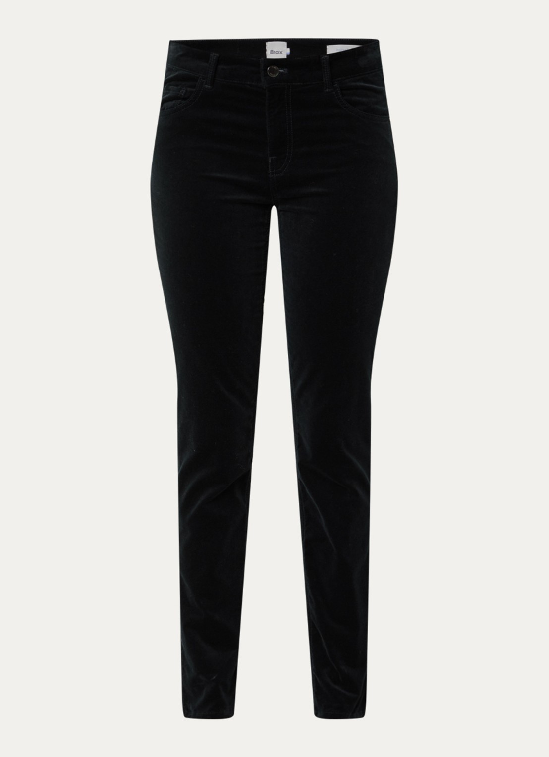 BRAX Shakira mid waist skinny fit broek van fluweel - voorkant 4 zwart