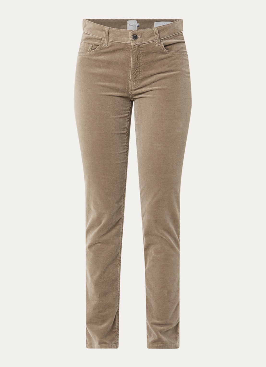 BRAX Shakira mid waist skinny fit broek van fluweel - voorkant 4 beige