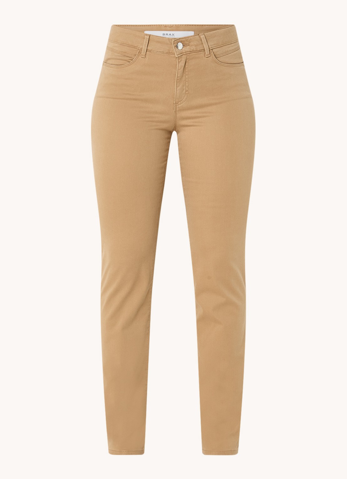 BRAX Shakira mid waist slim fit broek   - voorkant 3 camel