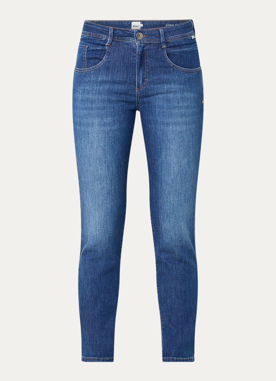 BRAX Shakira mid waist slim fit jeans  met steekzakken - voorkant 3 blauw