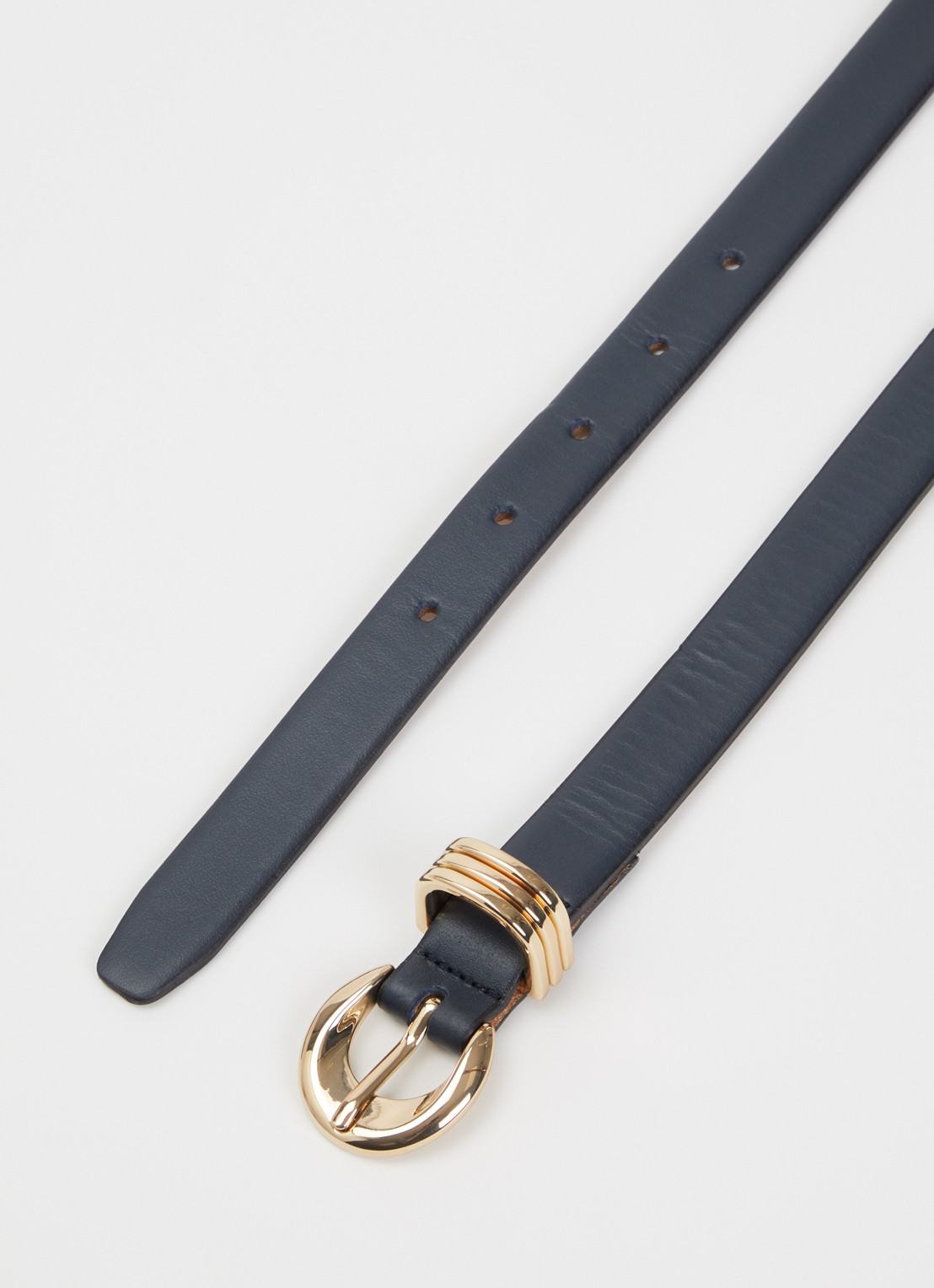 BRAX Style riem van leer  - detail 2 donkerblauw