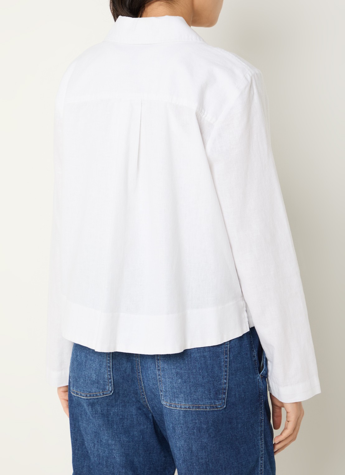 BRAX Vega blouse in linnenblend met opgestikte zakken - achterkant wit