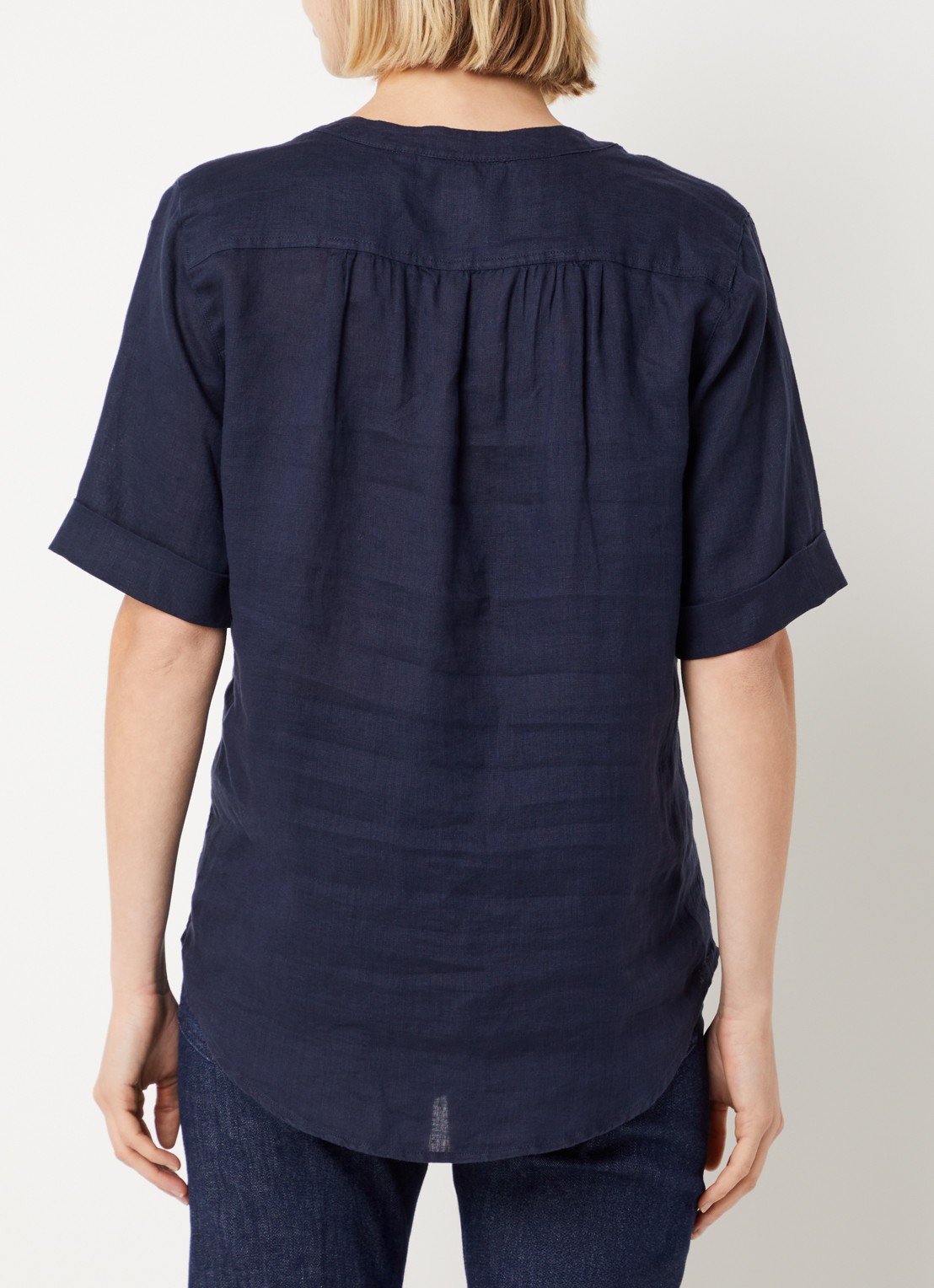 BRAX Veri blouse met V-hals - achterkant donkerblauw