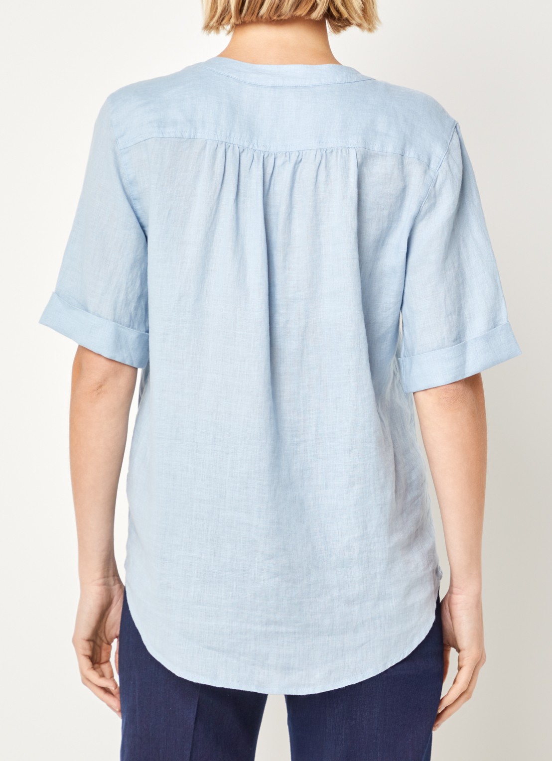 BRAX Veri blouse met V-hals - achterkant 3 blauwgrijs