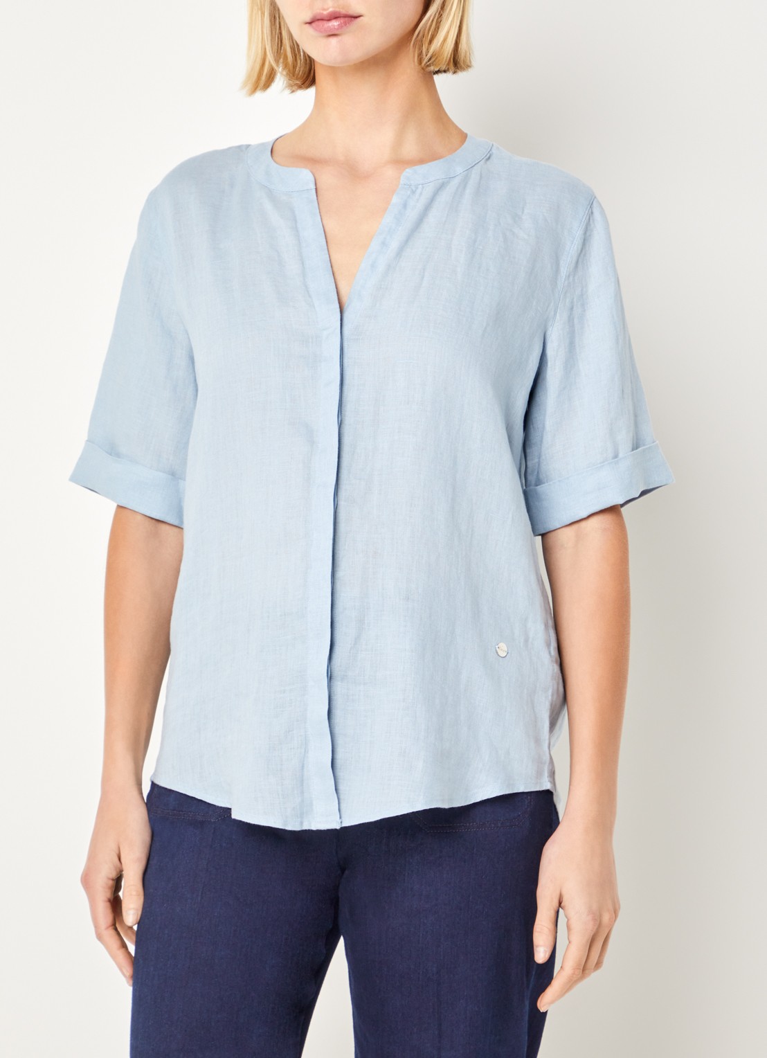 BRAX Veri blouse met V-hals - detail 4 blauwgrijs