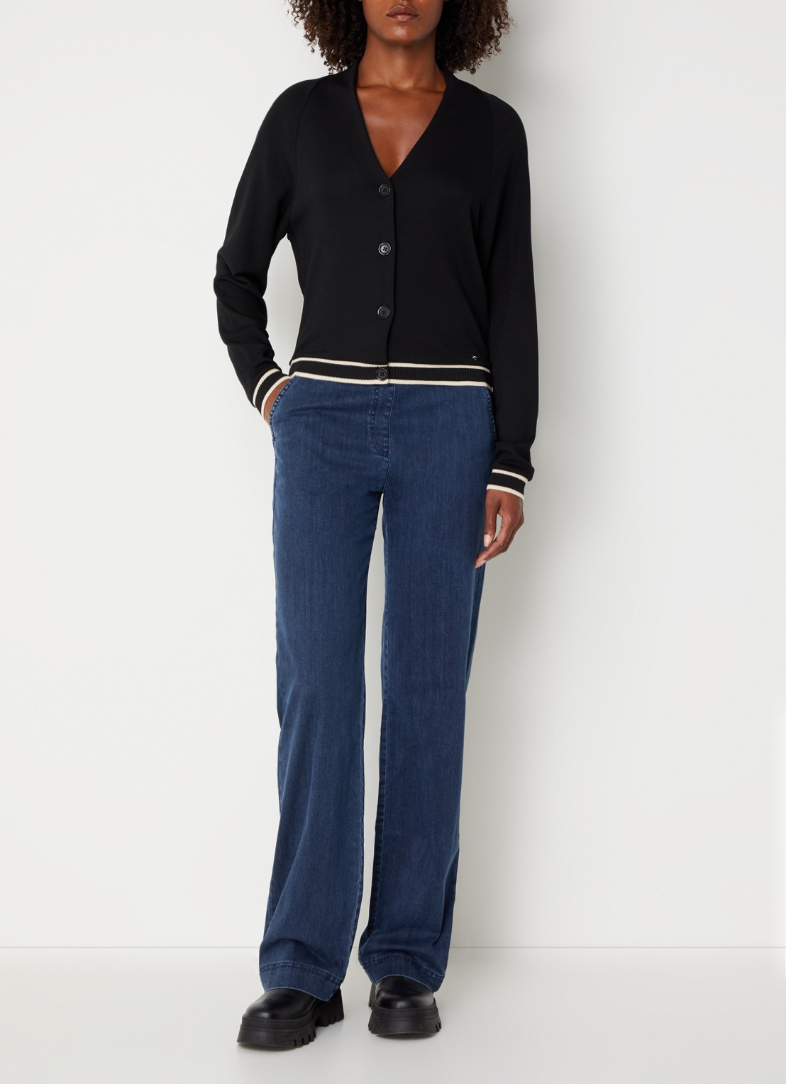 BRAX Vest met V-hals - voorkant 3 zwart