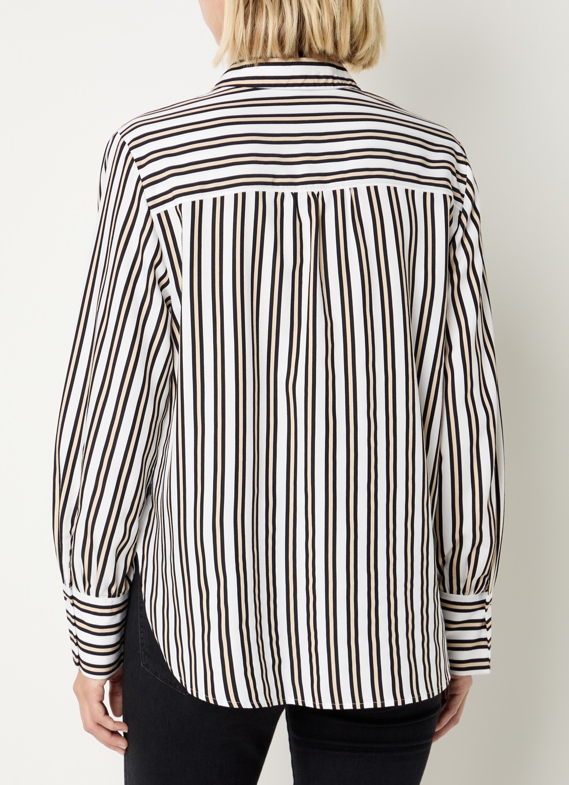 BRAX Vic blouse met streepprint  - achterkant zwart