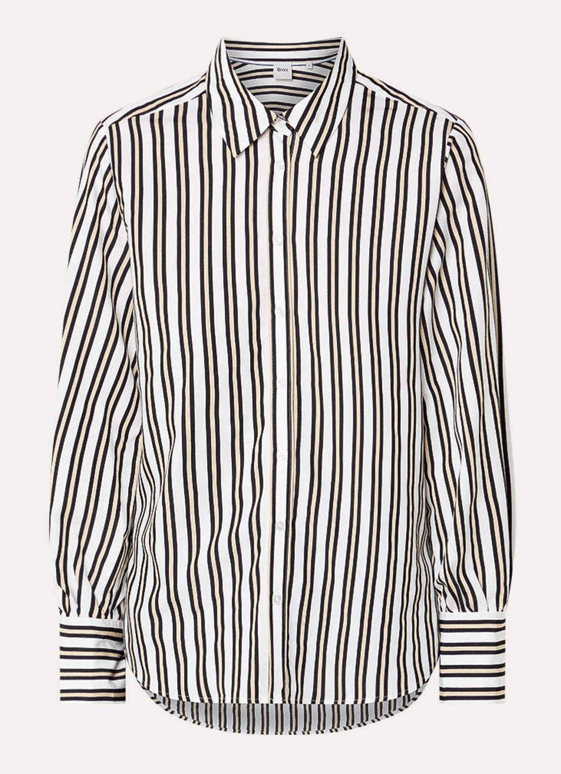BRAX Vic blouse met streepprint  - voorkant 3 zwart