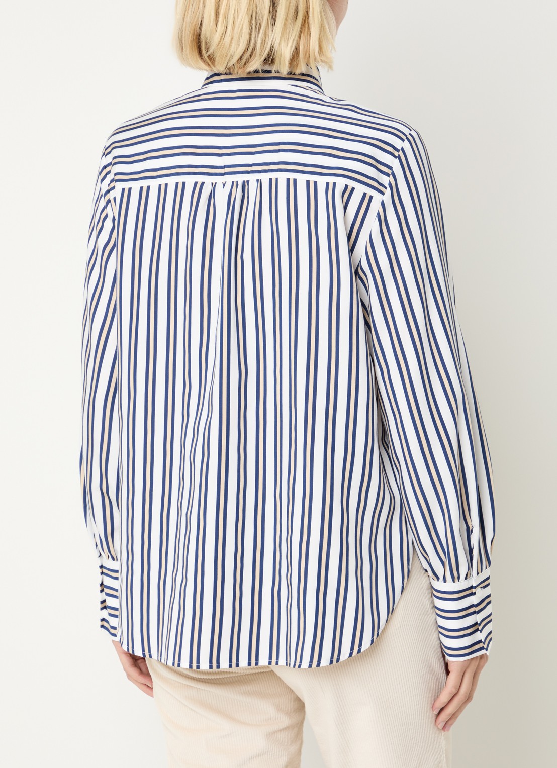 BRAX Vic blouse met streepprint  - achterkant 2 donkerblauw