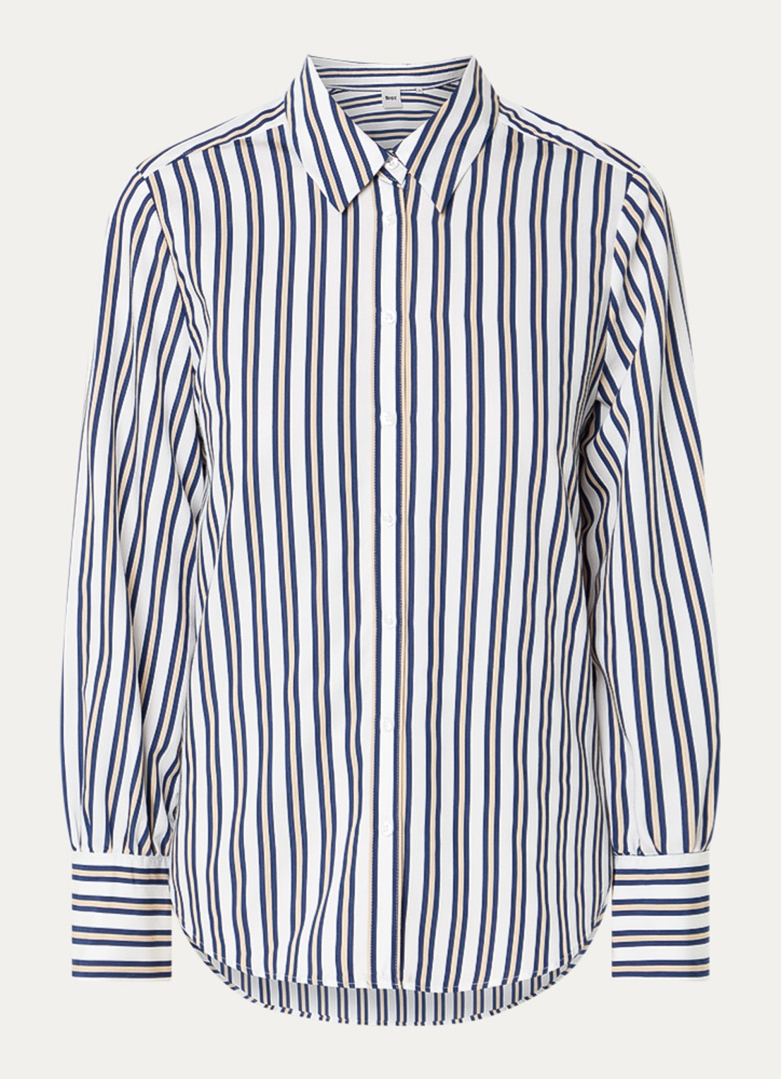 BRAX Vic blouse met streepprint  - voorkant 3 donkerblauw
