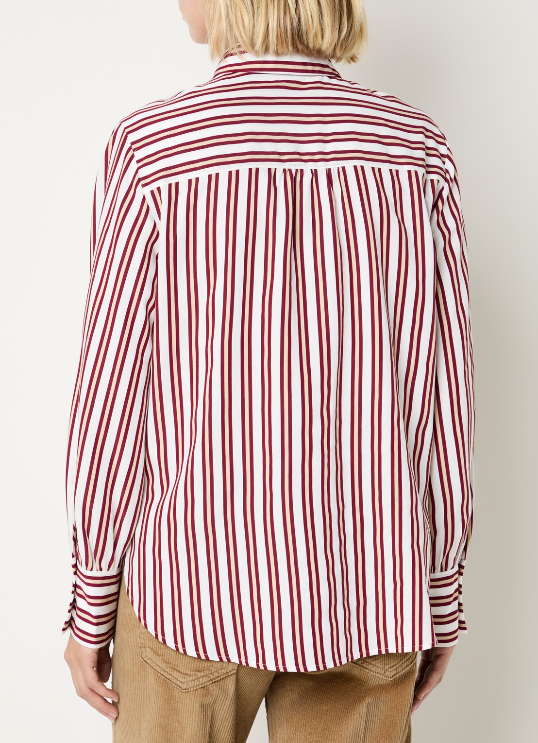 BRAX Vic blouse met streepprint  - achterkant 2 donkerrood