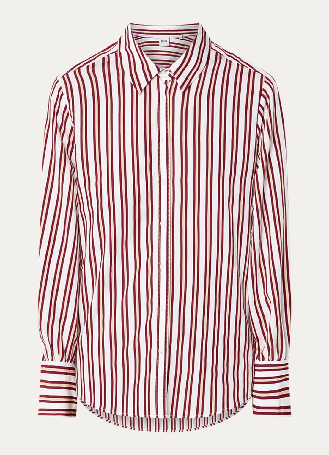 BRAX Vic blouse met streepprint  - voorkant 3 donkerrood