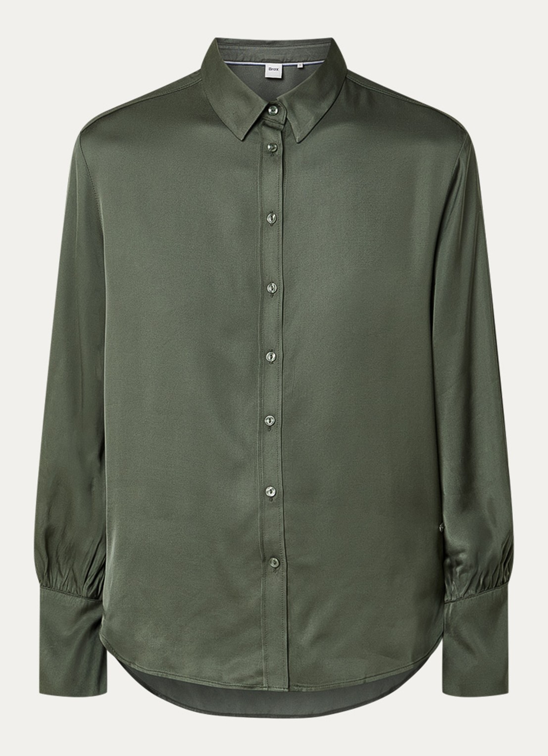 BRAX Vic blouse van satijn - voorkant 3 donkergroen