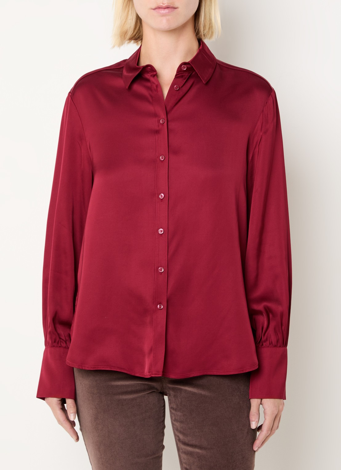 BRAX Vic blouse van satijn - detail 2 bordeauxrood