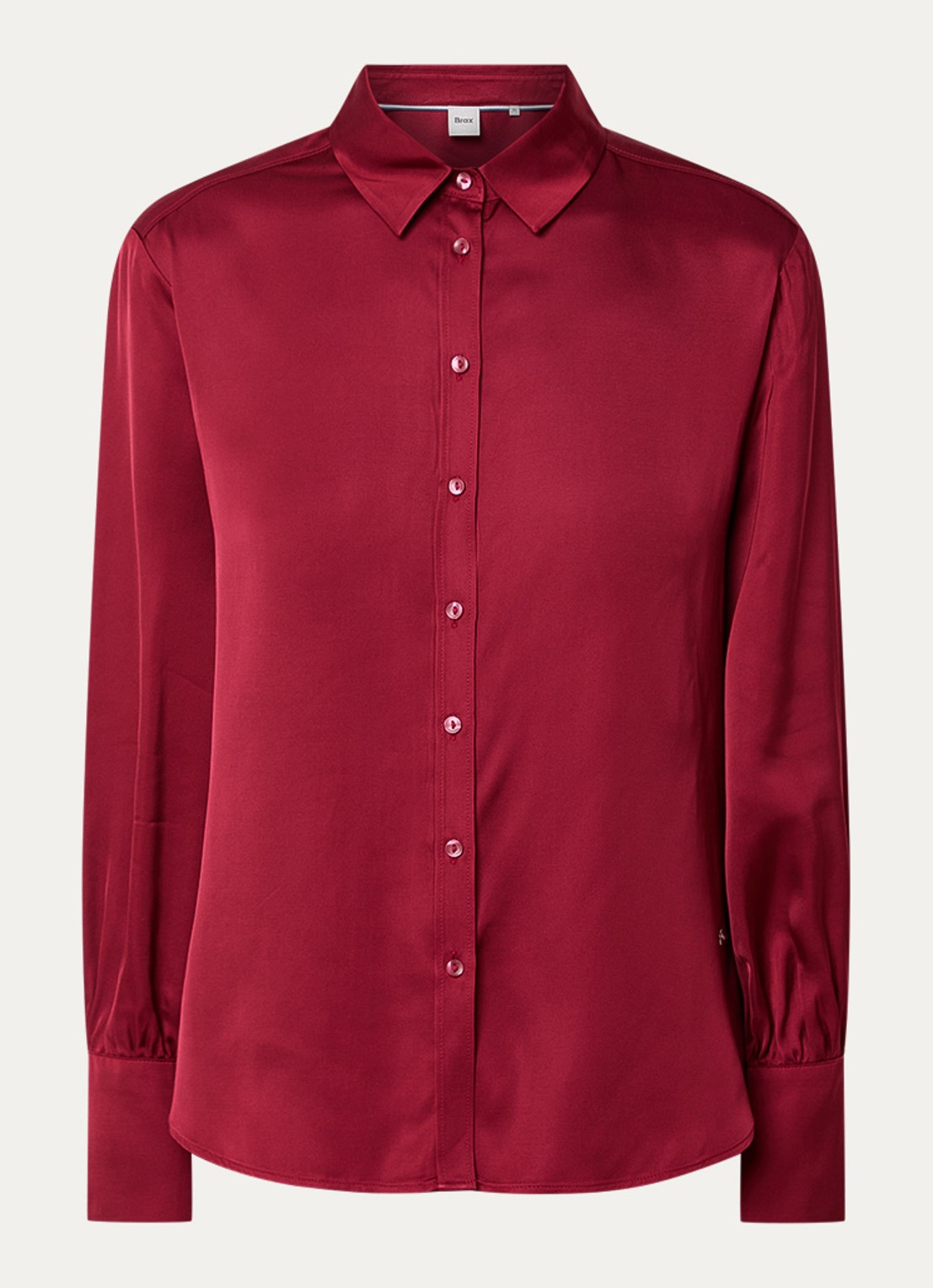 BRAX Vic blouse van satijn - voorkant 3 bordeauxrood