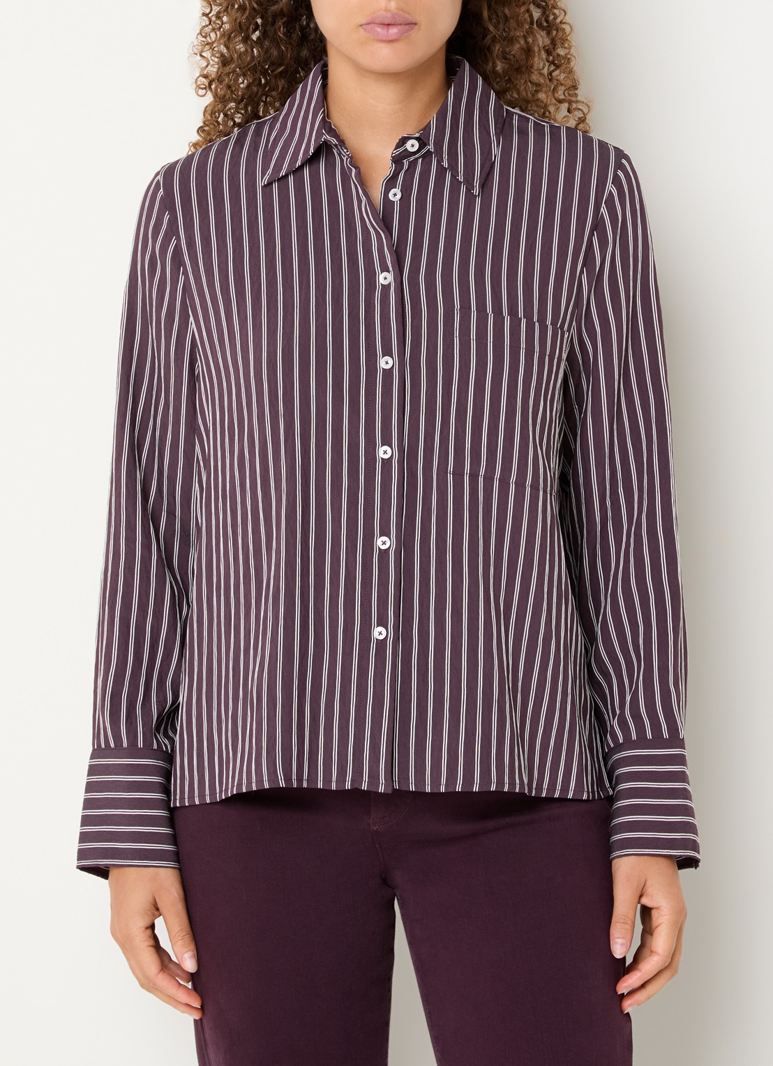 BRAX Vica blouse met streepdessin - detail 3 aubergine