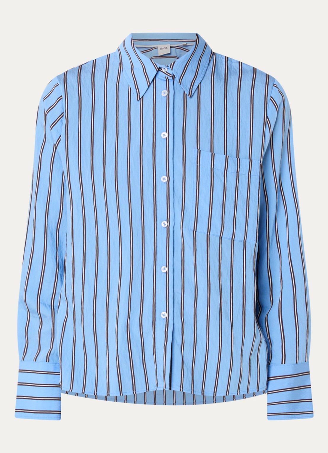 BRAX Vica blouse met streepdessin - voorkant 2 lichtblauw