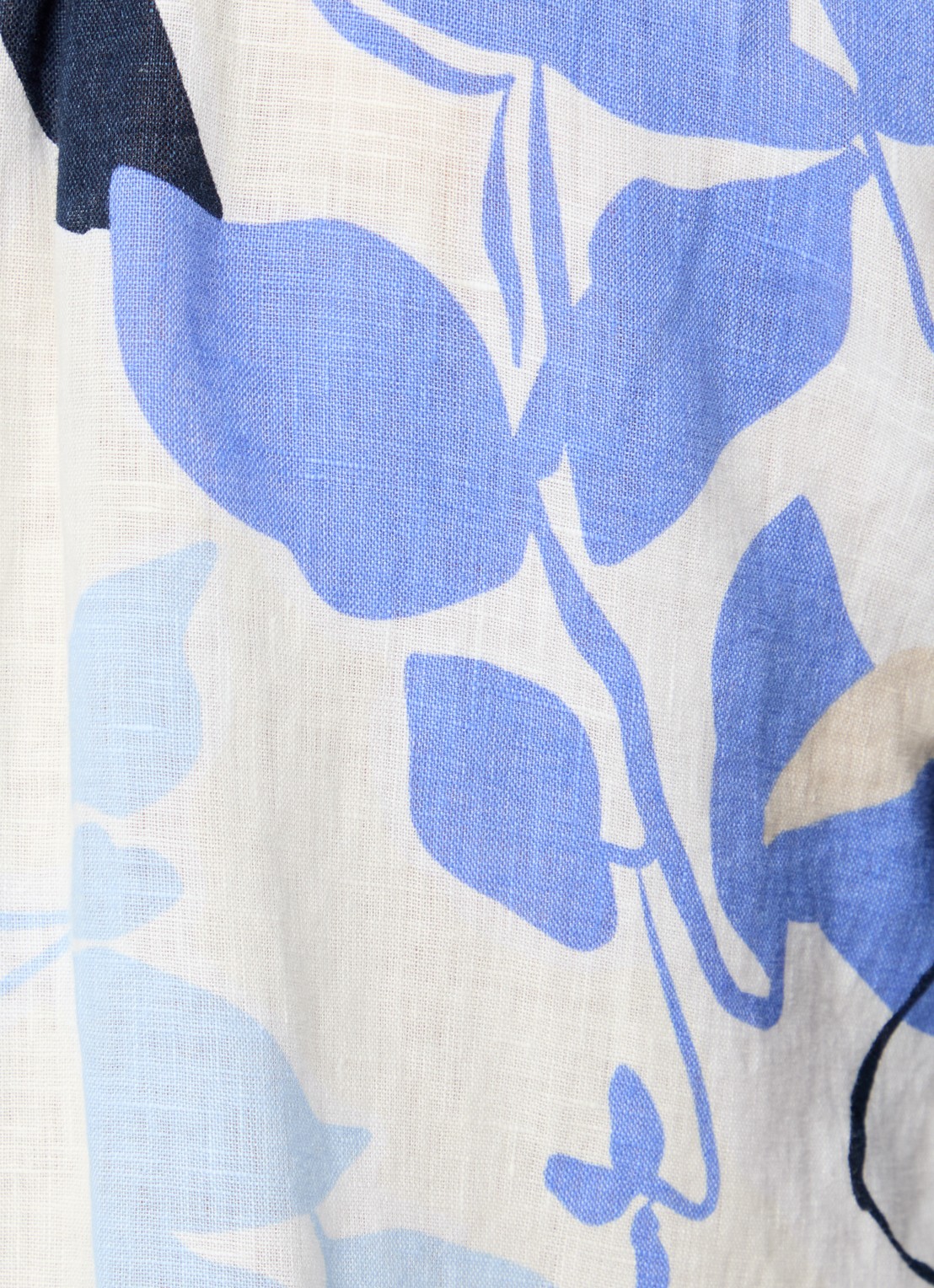 BRAX Vicki blouse van linnen met bloemenprint  - detail 2 middenblauw