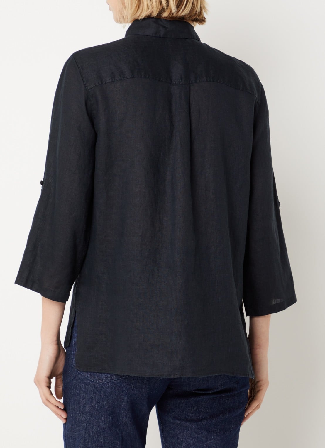 BRAX Vicki blouse van linnen - achterkant zwart