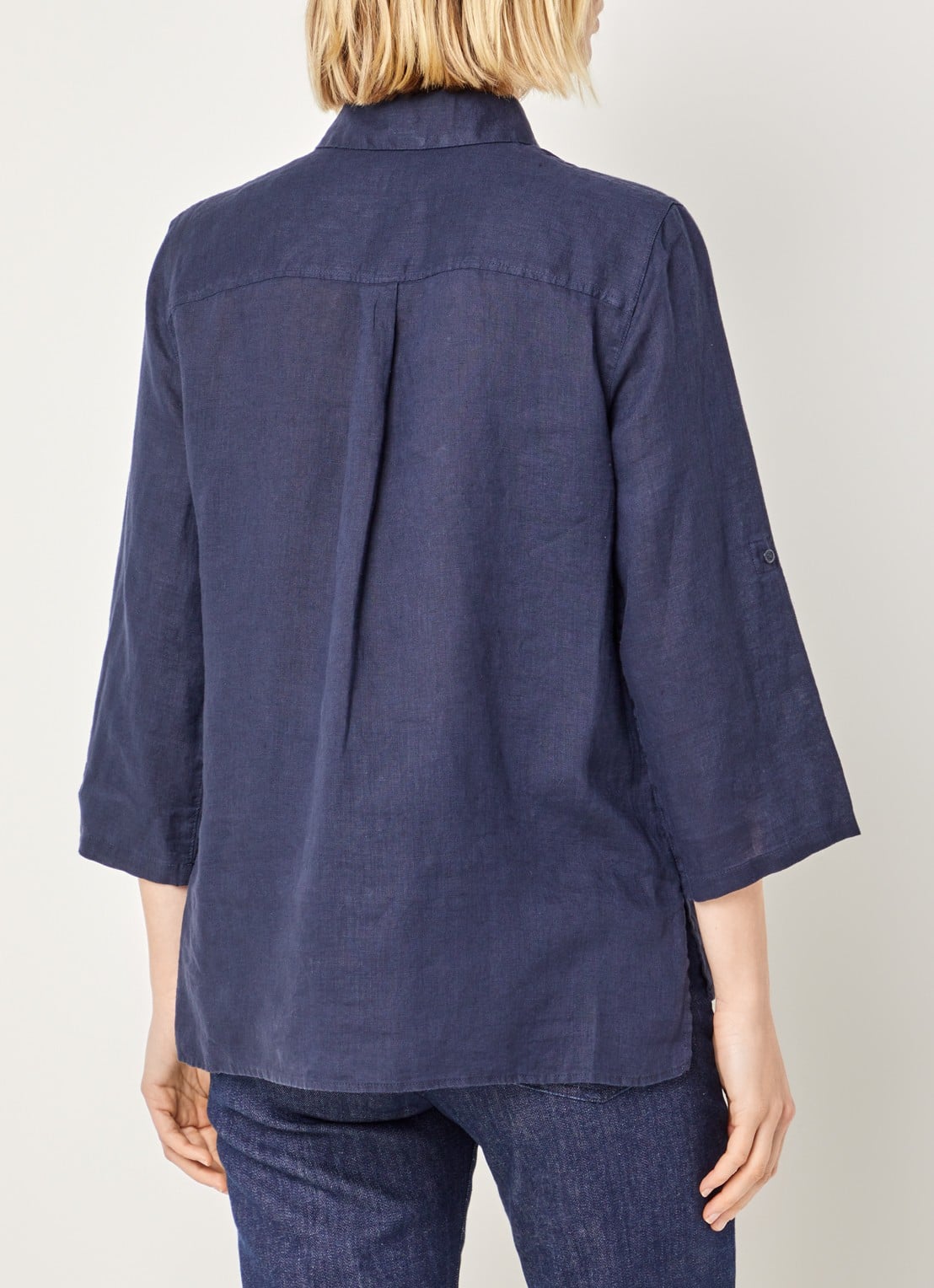 BRAX Vicki blouse van linnen - achterkant 3 donkerblauw