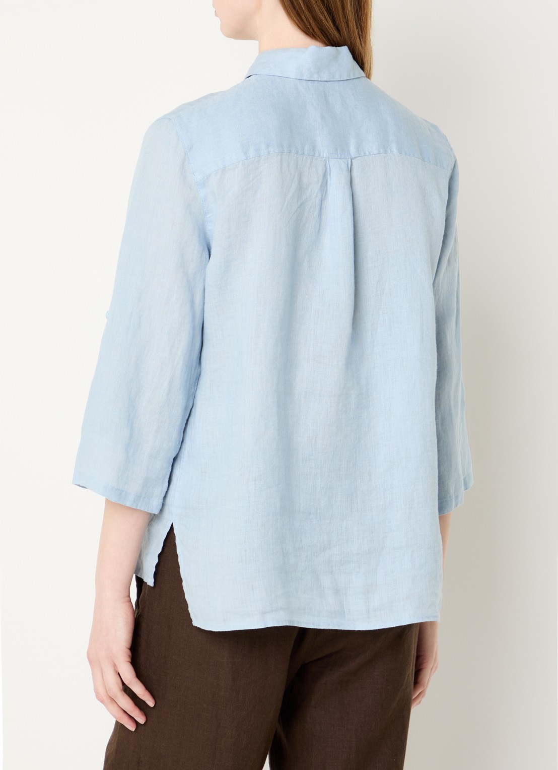 BRAX Vicki blouse van linnen - achterkant blauwgrijs