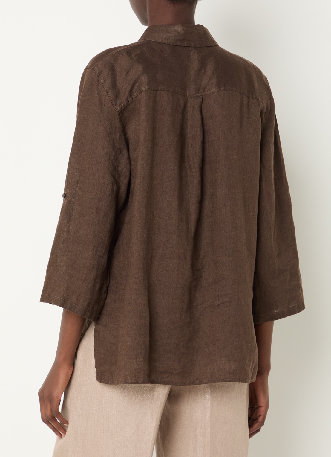 BRAX Vicki blouse van linnen - achterkant 4 donkerbruin