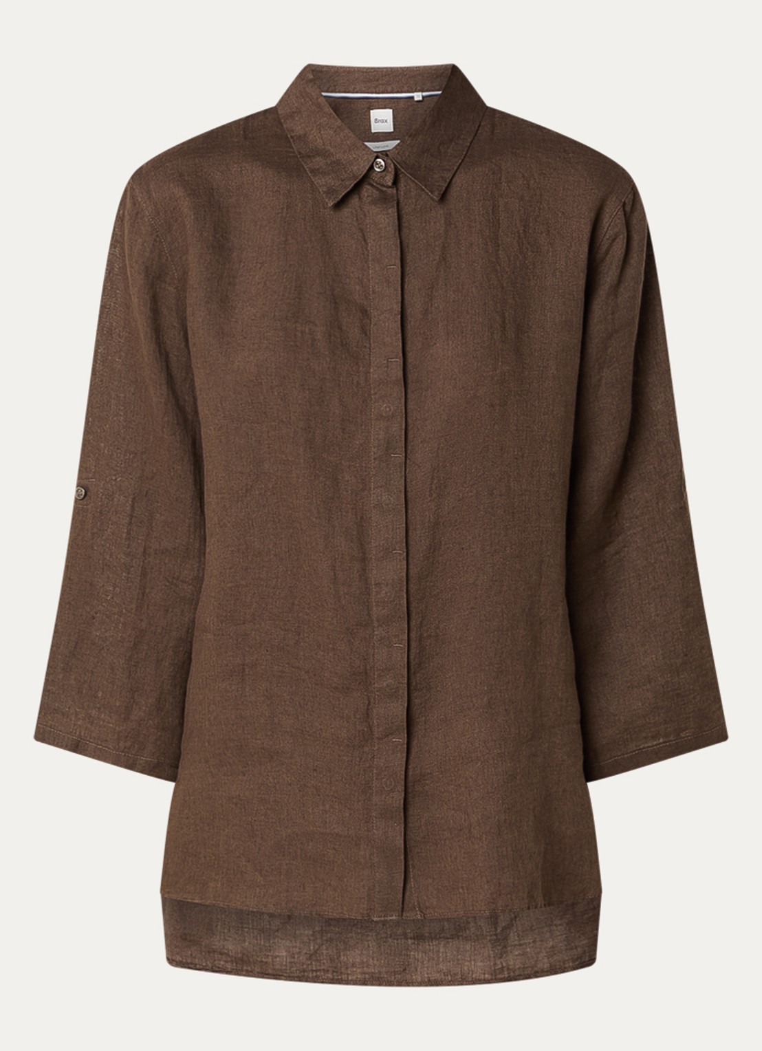 BRAX Vicki blouse van linnen - voorkant donkerbruin