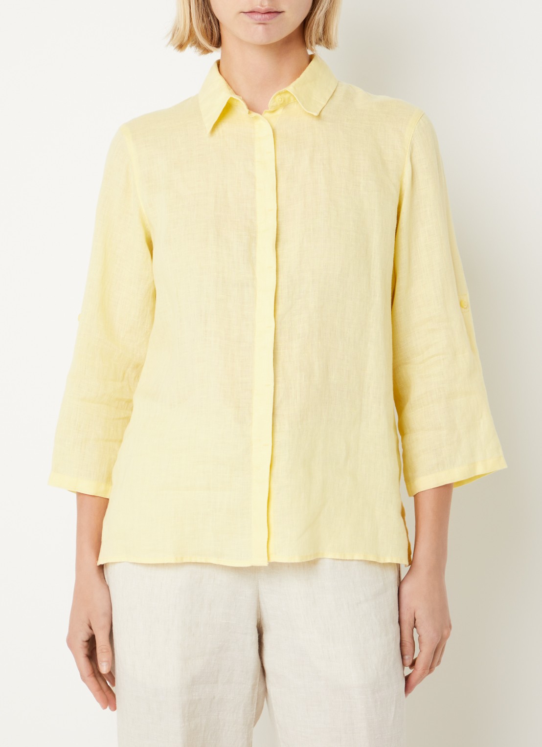 BRAX Vicki blouse van linnen - detail 3 lichtgeel