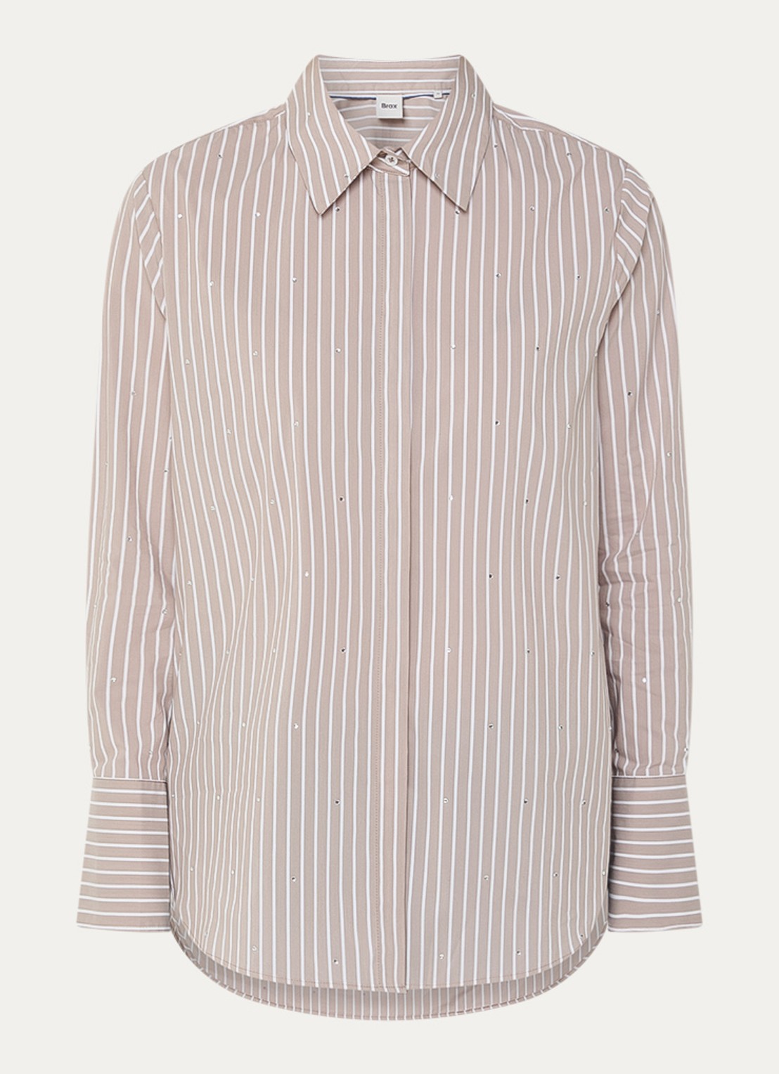 BRAX Viki blouse met streepprint en strass - voorkant 2 beige