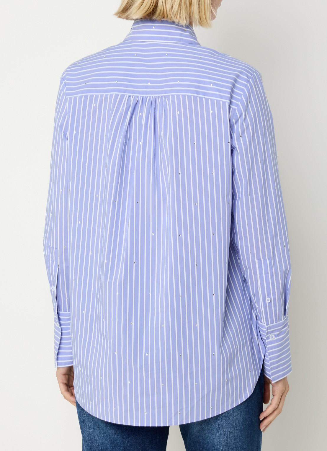BRAX Viki blouse met streepprint en strass - achterkant paars