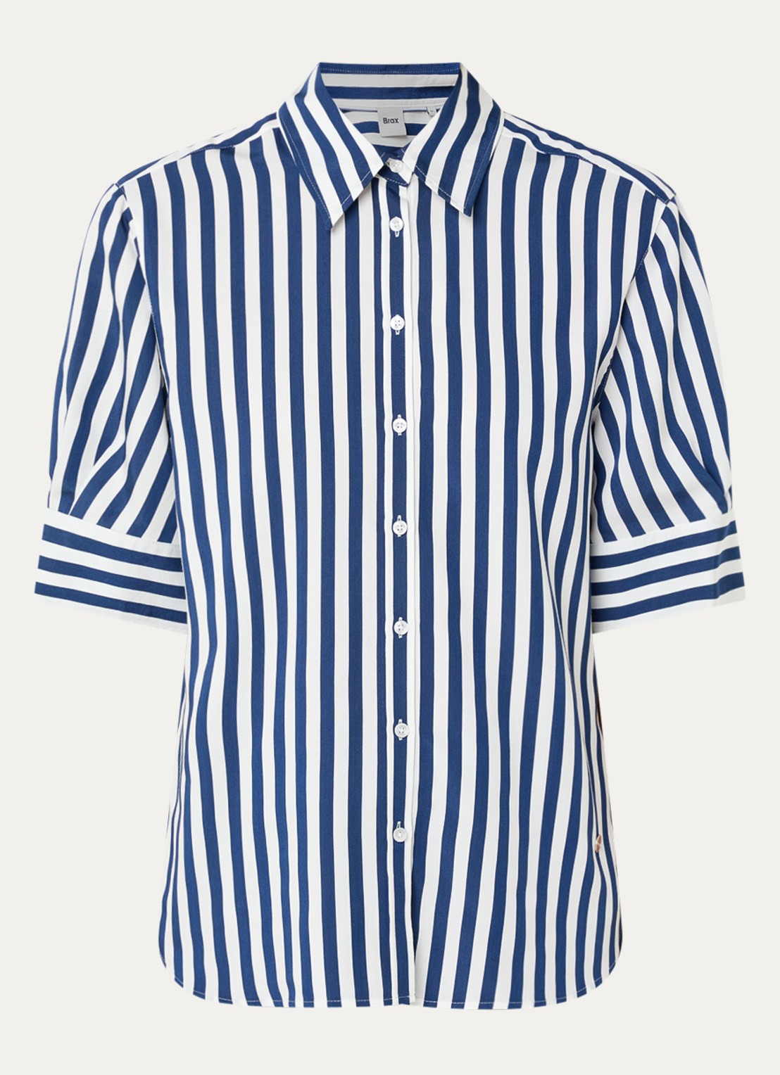 BRAX Villy blouse met streepprint - voorkant 2 donkerblauw