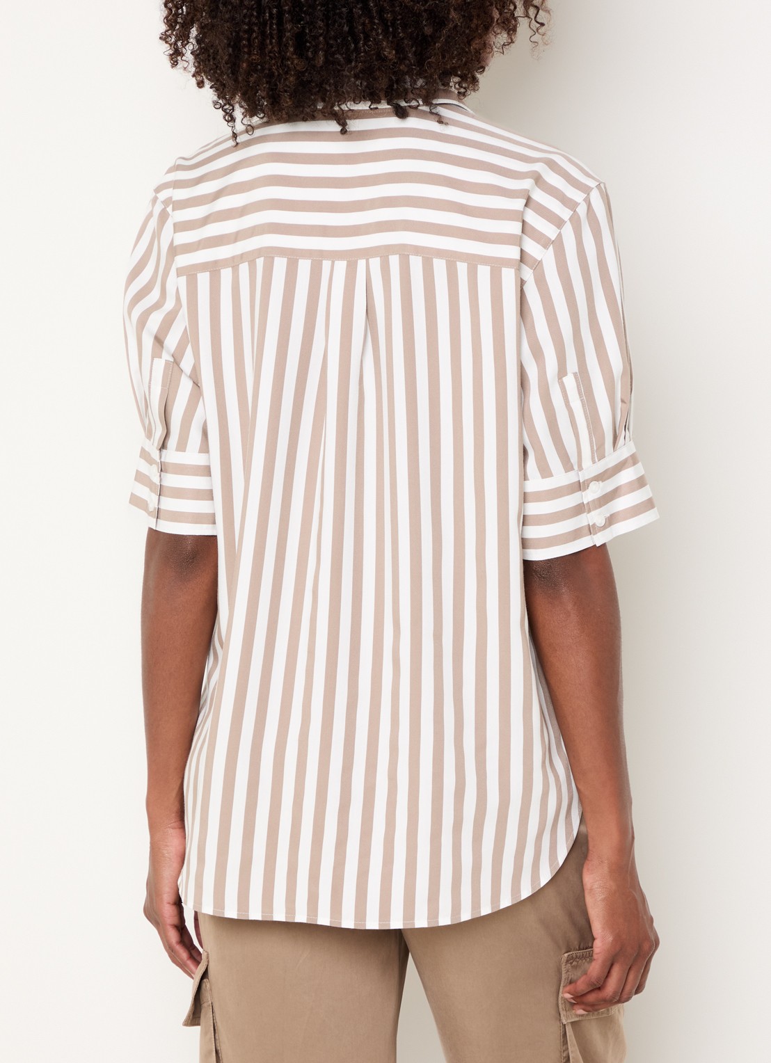 BRAX Villy blouse met streepprint - achterkant 3 taupe