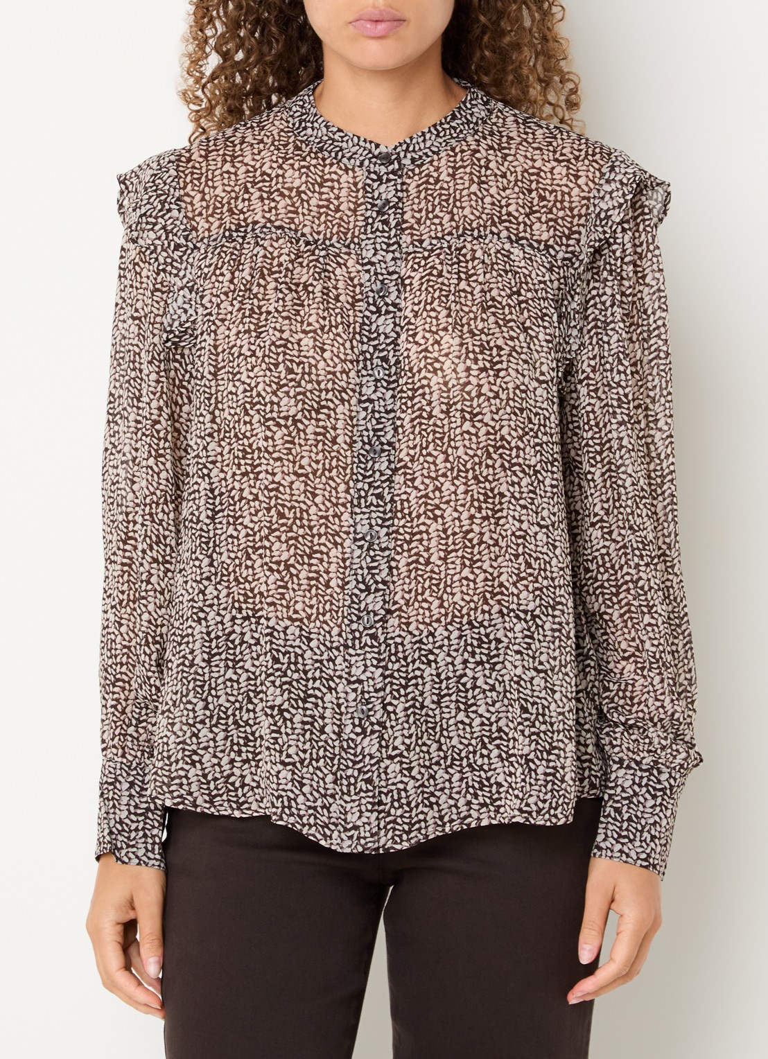 BRAX Violet blouse met print - detail 2 bruin