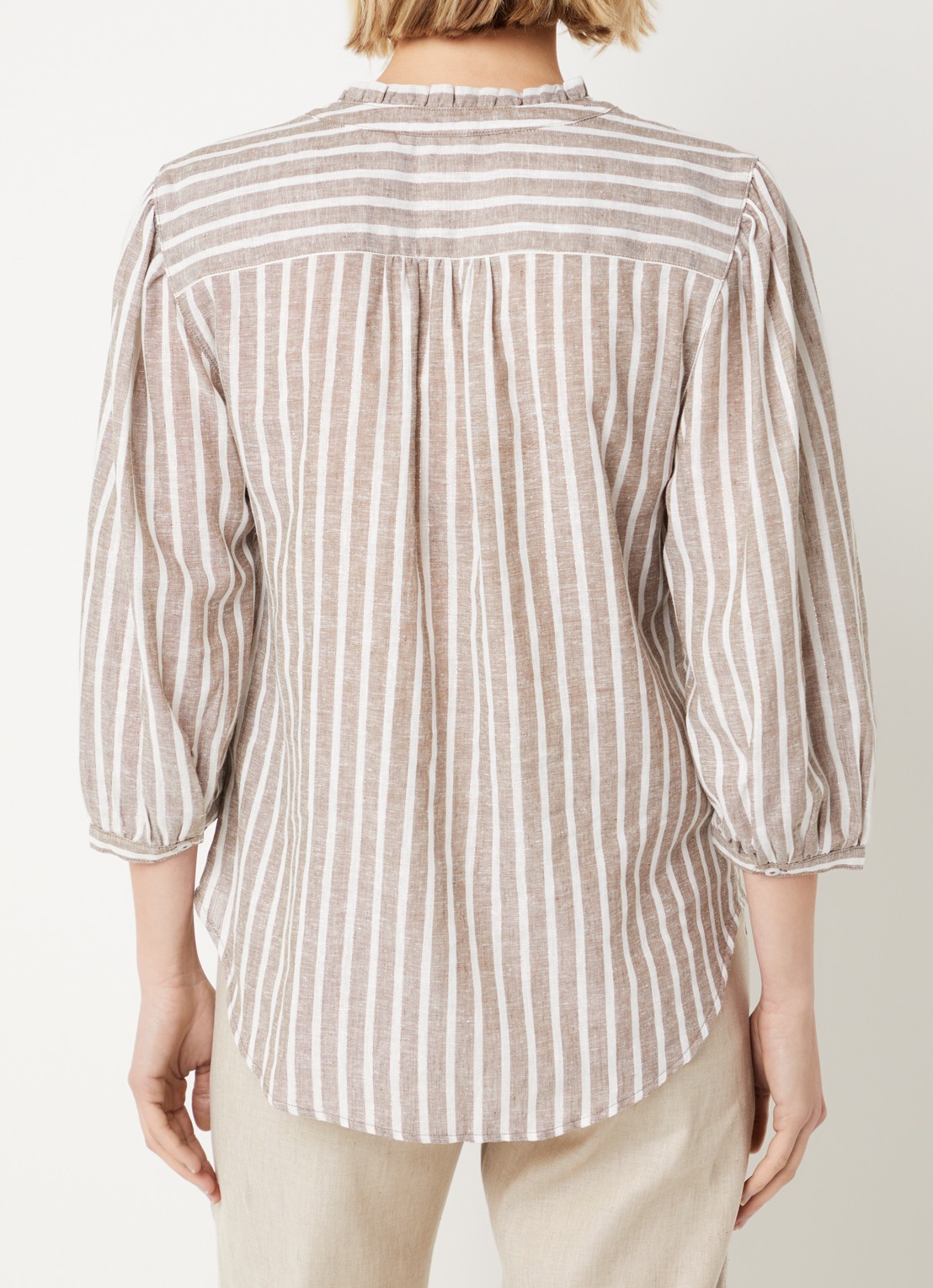 BRAX Violet blouse met streepprint en lurex - achterkant donkerbeige