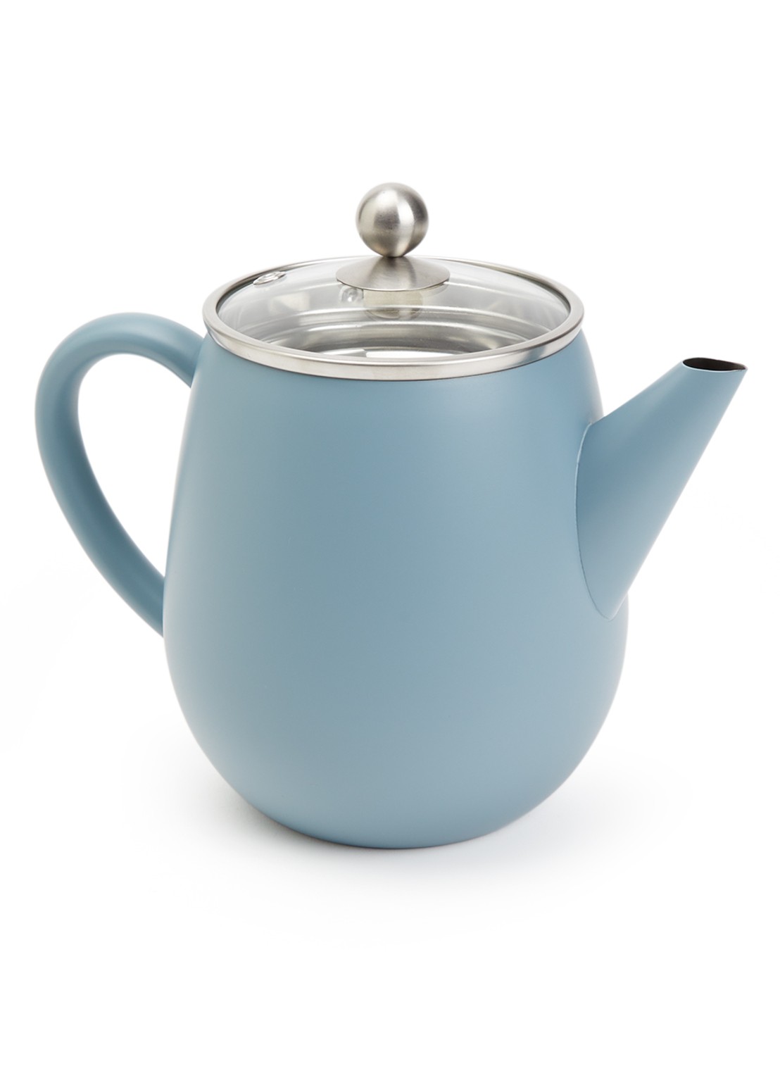 Bredemeijer Duet Eva theepot 1,1 liter - voorkant staalblauw