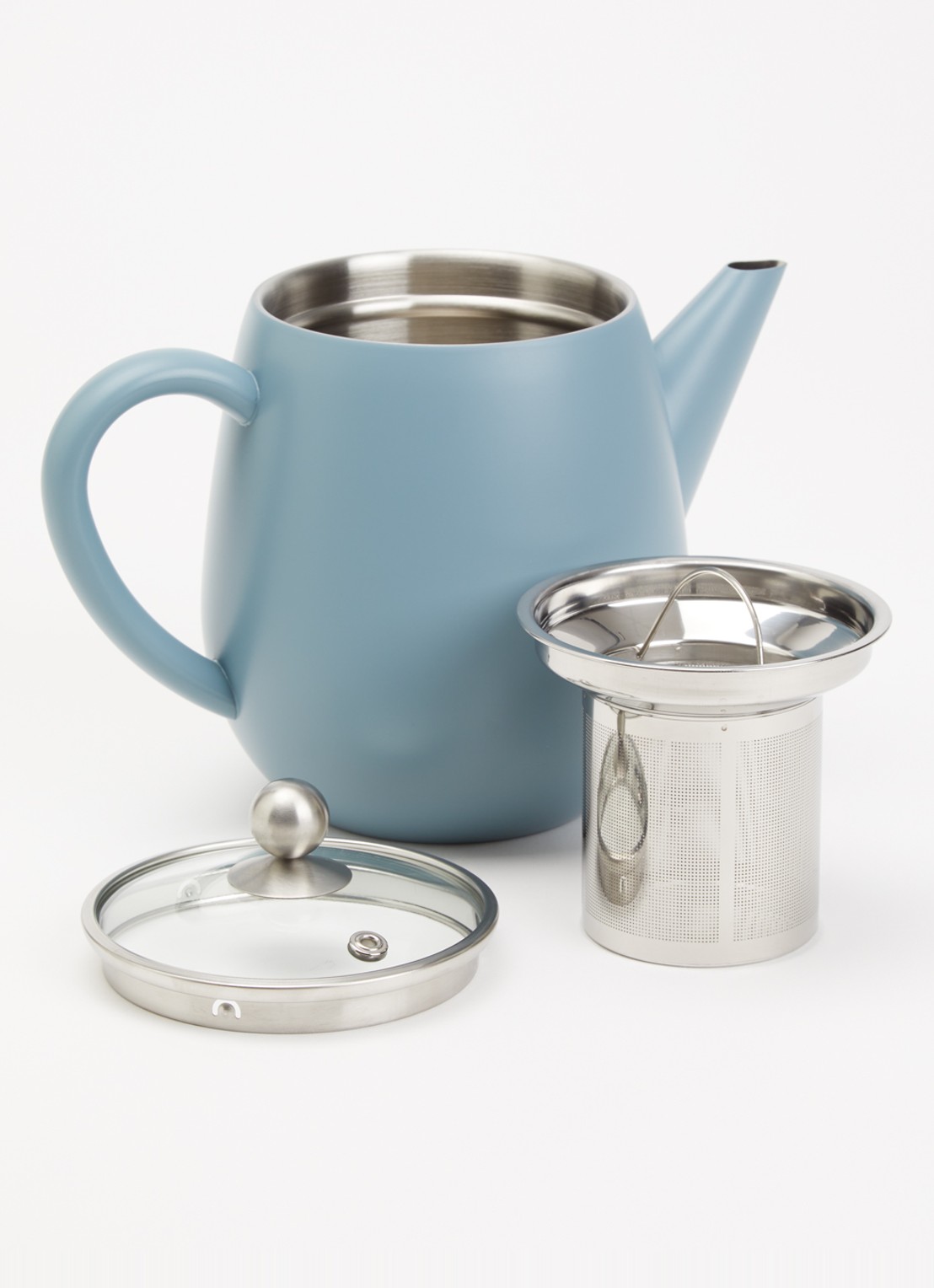 Bredemeijer Duet Eva theepot 1,1 liter - voorkant 2 staalblauw