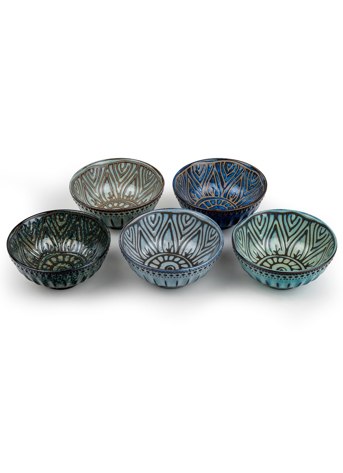 Bredemeijer Jara schaal 12 cm set van 5 - voorkant 5 blauw